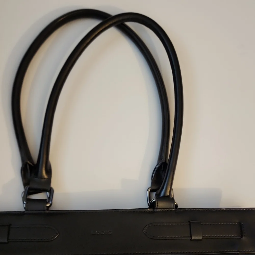 Lodis Black Leather Top-Handle Tote